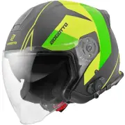 V586 Detri BT Black Green Bluetooth Jet Helmet