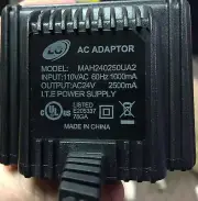 24 Volt AC Power Supply Wall Plug Transformer 60 Watts 24v 2500ma mah240250ua2