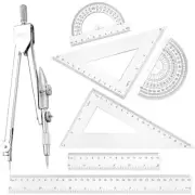 1 Set Plastic Geometry Math Set, Clear Math Set Protractor and Compass Set