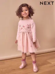 Pink 2-in-1 Occasion Long Sleeve Knitted Jumper Dress (3mths-10yrs) (Q87922) | $35 - $40