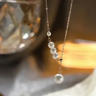 【MoonDy】s999純銀項鍊 女生項鍊 高級感珍珠項鍊 小眾長款鎖骨鏈 婚禮項鍊 串珠項鍊 浪漫禮物
