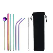 Reusable 304 Stainless Steel Straws Metal Drinking Washable Straw Brushes Set 1