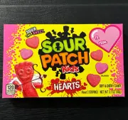 Valentines Day Sour Patch Kids Hearts. 3.1 oz. Candy Sour Then Sweet - 1 Qty box