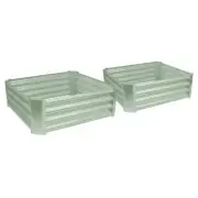 2x Green 90cm x 90cm Square Galvanised Steel Raised Garden Beds Planter Box