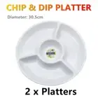 2x Round Chip & Dip Catering Platter Food Party Plate Snack Sauce Serving Tray