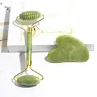 Set of 2 Double-Headed Jade Stone Massagers for Facial Lift, Gua Sha Board