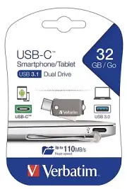 Verbatim USB C 3.1 Smartphone / Tablet Dual USB Flash Drive Memory 16gb # (NEW)