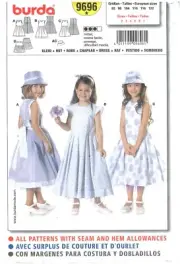 Burda 9696 Child Dress Hat sizes 2-7 sewing pattern uncut