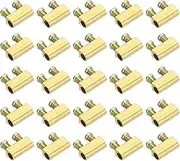 uxcell Steel Wire Rope Cable Clamp, 25 Pack M3 Double Hole Wire Rope Clips 3.0mm Line Hole with End Screw Stopper Gold Tone