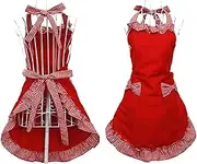 Cute & Stylish Aprons for Women – Retro Funny Apron with Bowknot, Elegant Chef Apron for Cooking in French Maid Chef Costume Style, Christmas Apron, Ideal Home Cooks!