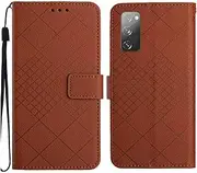 Compatible with Samsung Galaxy S20 FE 5G (2022) Case,Compatible with Samsung Galaxy S20 FE 5G / S20 Lite 5G Kickstand Flip Card Slots PU Leather Phone Cover Brown