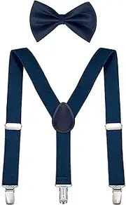 [Miayical] Children's Braces Bow Tie Sets, Y-Shape Adjustable Braces, Adjustable Bow Tie and Braces Set for Boys and Girls, Bow Tie Set for Height 85-135 cm - Approx. 1-10 Years, blue, Medium