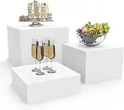 Buffet Food Risers, Acrylic Cube Boxes Display Nesting Risers with Hollow Bottoms, Display Table Stand Shelf for Party Catering Dessert Jewelry Collectibles, 20 23 25Cm White 3Pcs