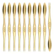 10 Pcs Crab Forks 6.5" Seafood Forks Crab Legs Cracker Utensils(Gold)