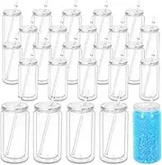 Maucircol 16 Oz Acrylic Snowglobe Tumbler, 25 Pack Pre-Drilled Double Wall Plastic Clear Cup for Glitter Snow Globe DIY, Double Wall Plastic Snowglobe Cup with Clear Lid