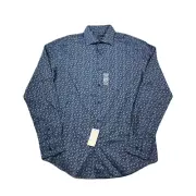 Van Heusen Dress Shirt Mens Medium 15-15.5 34-35 Night Blue Stain Shield Regular