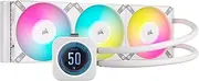 CORSAIR iCUE H150i ELITE LCD XT Liquid CPU Cooler - IPS LCD Screen - Three AF120 RGB ELITE Fans - 360mm Radiator - Fits Intel® LGA 1700, AMD® AM5, and More - Included iCUE COMMANDER CORE - White