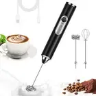 Milk Frother Rechargeable Handheld Electric Whisk Coffee Frother Mixer with 2...