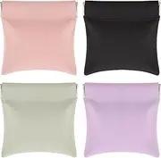 [Ptwola] 4pcs PU Leather Jewelry Travel Bag Ladies Small Makeup Bag for Purse Wedding Party Favor Gift Bag Mini Christmas Pouch Coin Purse for Women Change Organizer Pouch for Girls Men Travel, Taro Purple,