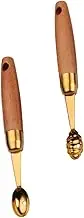 NAMOARLY Set of 2 Watermelon Slicer Tools Fruit Digging Spoons Wooden Handle Melon Baller Scoop for Dessert Shop Cafe