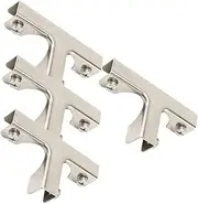 HEATSHAKING 4Pcs Shaped Glass Shelf Clamps Heavy Duty Steel Fixation Clips for Glass Panels Resistant Support for Frameless Fences and Railings Easy to Install and Clean