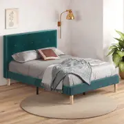 Zinus Queen Lush Bed Frame Velvet Fabric Bed - Green