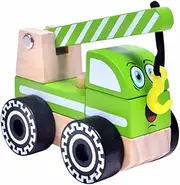 KOMBIUDA Simulated Engineering Truck Wooden Model Crane Construction for Cognitive Development Present Lightweight Design for Playtime and Home Decoration