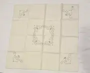 Vintage Square Hand Embroidered in Italy for Marshall Field Tablecloth 37X37