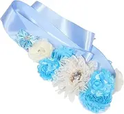 JOINPAYA Pregnancy Sash Belt Floral Belly Band for Shower Vintage Maternity Sash Flower Belt Comfortable Stylish Sky