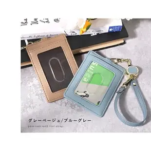 【日本LIZDAYS】識別證2卡透明掛式證件夾卡片夾伸縮頸繩套繩真皮紋皮革紋 直式橫式工作證悠遊卡(摩卡棕)