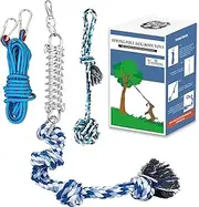 Spring Pole Dog Rope Toys: Dog Rope Pull & Tug of War Toy with a Big Spring Pole Kit & 2 Strong Dog Rope Toys & 16ft Rope - Muscle Builder Interactive Dog Toy for Pitbull Medium to Large Dog