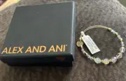 Alex And Ani Gold Tone And Iridescent Colored Beads Bracelet
