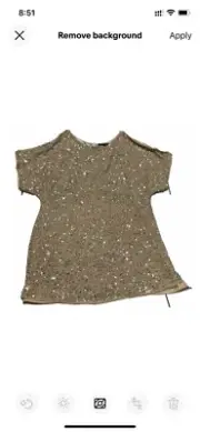 Aidan Mattox Midi Dress Gold Sequin Size 12 Cold Shoulder Mini 100% Silk Shell
