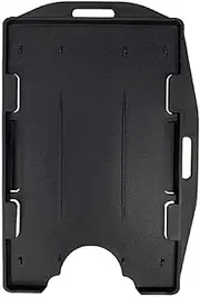 Fallen One 2 Pack Black Hard Plastic Open Face Id Card Badge Holder Horizontal and Vertical Dual-Use Double Sided Hold 2 Cards