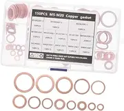 ULTECHNOVO 150pcs Copper Crush Washer Assortment Kit for Oil Drain Plug Sealing Durable Metal Gasket Set for Oil Sealing Includes to Flat Ring Seals