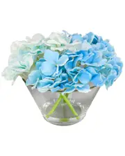 National Tree Company 8In Blue Hydrangea Bouquet In Glass Vase