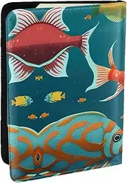 [GaxfjRu] Ocean Underwater Fish Print Leather Passport Holder Covers Case, Waterproof Travel Wallet Passport Holder for Women Men, Black, One Size