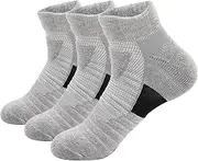 [Dress Cici] Men's Low Cut Socks with Cushion for Athletic Sports, Polyester Training Ankle Socks (3 Pack)