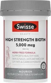 Swisse Beauty High Strength Biotin 5,000 Mcg 100 Tablets