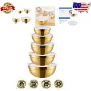 Versatile Nesting Stainless Steel Mixing Bowls – 5 Pieces in Gold Finish