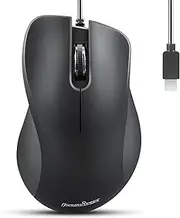Perixx PERIMICE-221C USB Type C Wired Ergonomic Mouse - 4.9 Ft Cable - Optical 1200 DPI Design - Black