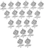 [KOCKSHION] Diy Jewelry Supply 20pcs Vintage Rose Charm Pendants for Necklace and Bracelet Making
