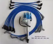 BIG BLOCK CHEVY 396-454-502 BLUE READY-TO-RUN Distributor & SPARK PLUG WIRES 45