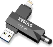 GREY 512GB 2IN1 Memory Stick USB 3.0 Flash Drive Type-C Storage Pen for Phone PC