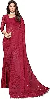 [BishtHub Fashion] Women's Net Indian Party Wear Saree With Unstitched Blouse Piece