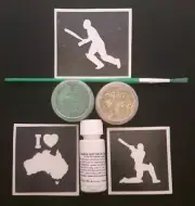 Australia cricket glitter temporary tattoo set inc stencils World Cup cricketer