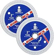 Super Thin Diamond Porcelain Saw Blade with X Teeth,BRSCHNITT 2pcs 3 Inch (75 mm) x Arbor 3/8 Inch (10 mm) Angle Grinder Diamond Cutting Disc for Dry/Wet Cutting Porcelain Tile Ceramic Marble Granite