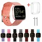 For Fitbit Versa / Versa 2 Woven Fabric Quick Fit Strap Watch Band with Case