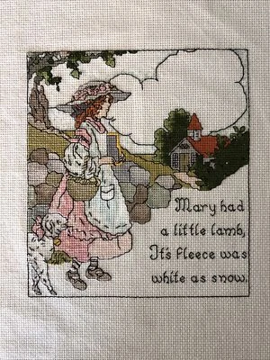 Finished Cross Stitch Nursery Rhyme Mary Had A Little Lamb