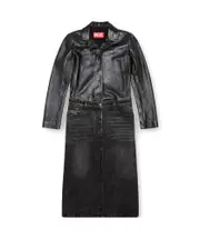 Diesel L-Ory Leather Denim Coat S,M Black
